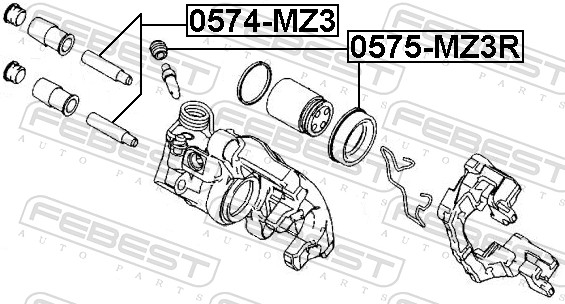 FEBEST Rep.sæt, bremsekaliper 0575-MZ3R bagaksel for GENERAL MOTORS MAZDA