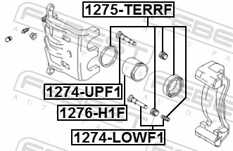 FEBEST Ledebolt, bremsekaliper 1274lowf1 foraksel nede for HYUNDAI