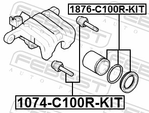 FEBEST Ledebolt, bremsekaliper 1074c100rkit bagaksel for OPEL GENERAL MOTORS SSANGYONG HYUNDAI
