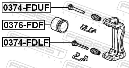 FEBEST Ledebolt, bremsekaliper 0374fduf foraksel oppe for HONDA
