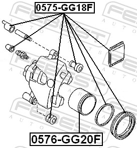 FEBEST Stempel, bremsekaliper 0576gg20f foraksel for MAZDA