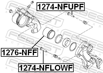 FEBEST Ledebolt, bremsekaliper 1274nfupf foraksel oppe for OPEL GENERAL MOTORS VOLVO GEELY SSANGYONG HYUNDAI CHERY