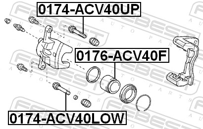 FEBEST Ledebolt, bremsekaliper 0174acv40low foraksel nede for TOYOTA