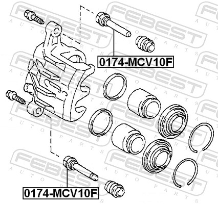 FEBEST Ledebolt, bremsekaliper 0174mcv10f foraksel for TOYOTA