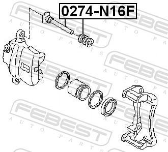 FEBEST Ledebolt, bremsekaliper 0274n16f foraksel for VOLVO MITSUBISHI NISSAN LAND ROVER
