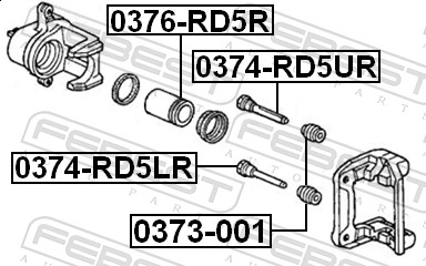 FEBEST Ledebolt, bremsekaliper 0374rd5ur Bagaksel oppe for HONDA SUZUKI