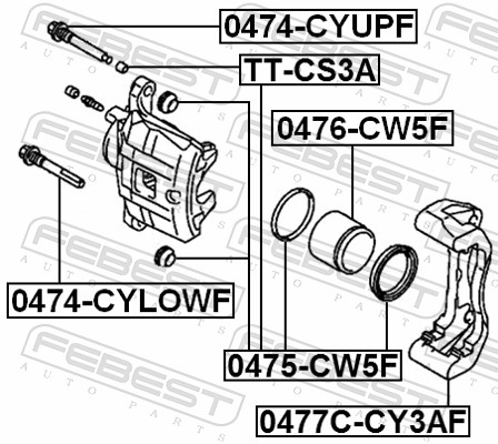FEBEST Bremsekaliper, holdersæt 0477ccy3af foraksel for MITSUBISHI