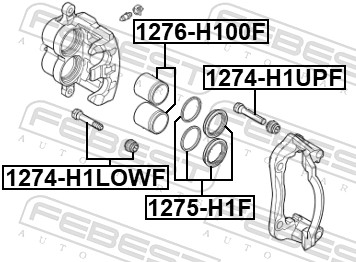 FEBEST Ledebolt, bremsekaliper 1274h1upf foraksel oppe for HYUNDAI