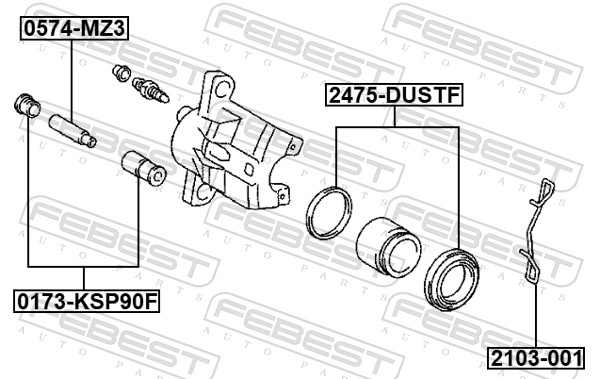 FEBEST Fjeder, skivebremseklodser 2103001 for FORD VOLVO ALFAROME/FIAT/LANCI RENAULT TOYOTA