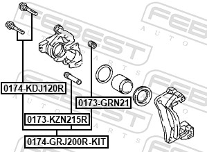 FEBEST Ledebolt, bremsekaliper 0174grj200rkit bagaksel for TOYOTA
