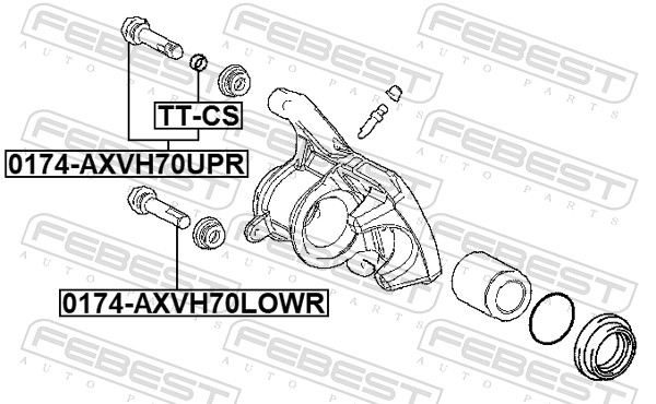 FEBEST Ledebolt, bremsekaliper 0174axvh70upr Bagaksel oppe for MITSUBISHI TOYOTA