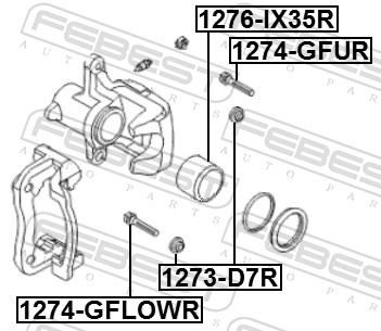 FEBEST Bælg, bremsekaliper glidestykker 1273d7r bagaksel for HYUNDAI