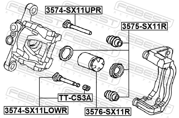 FEBEST Stempel, bremsekaliper 3576-SX11R bagaksel for GEELY
