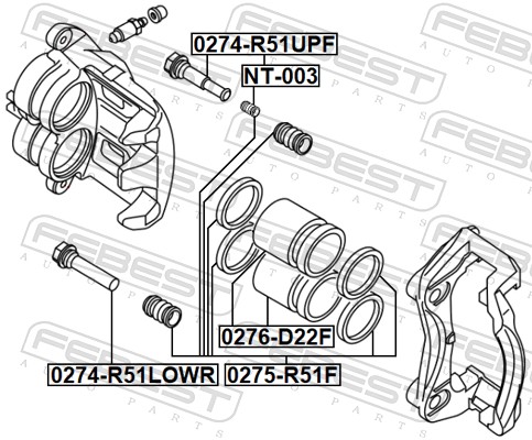 FEBEST Tilbehørsæt, bremsekaliper nt003 foraksel for NISSAN SUBARU