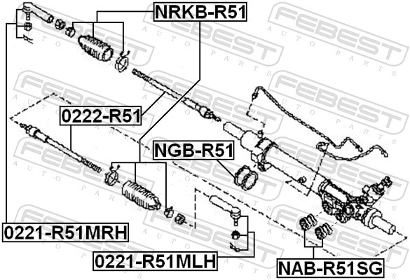 FEBEST Sporstangkugle 0221r51mlh venstre foraksel for NISSAN