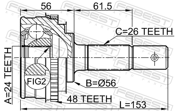 FEBEST Ledsæt, drivaksel 0110009a48 foraksel for TOYOTA