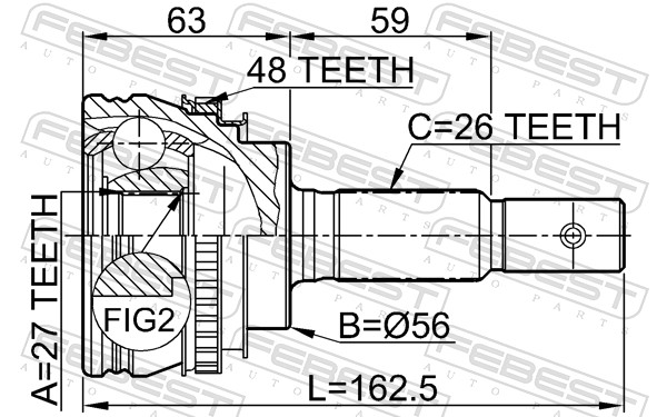 FEBEST Ledsæt, drivaksel 0110012a48 foraksel for TOYOTA