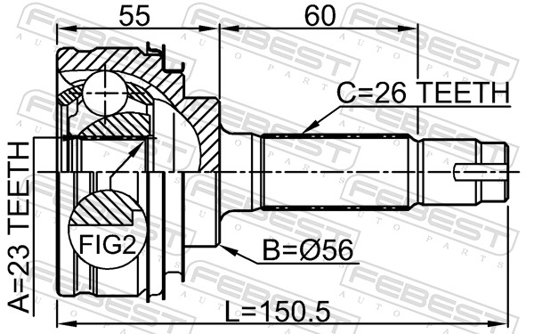 FEBEST Ledsæt, drivaksel 0110010 foraksel for TOYOTA