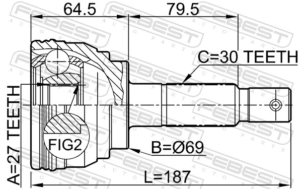 FEBEST Ledsæt, drivaksel 0110038 foraksel for TOYOTA