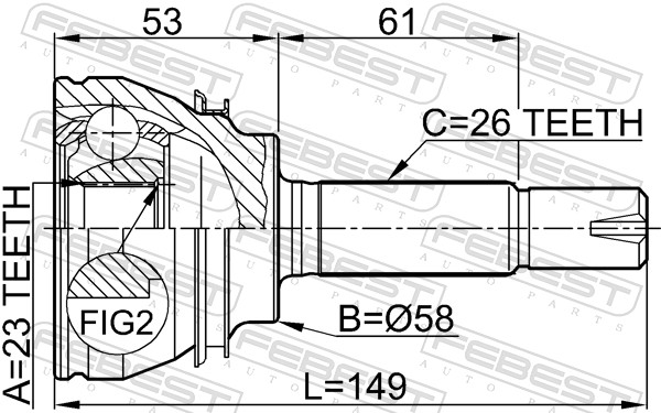 FEBEST Ledsæt, drivaksel 0110054 foraksel for TOYOTA