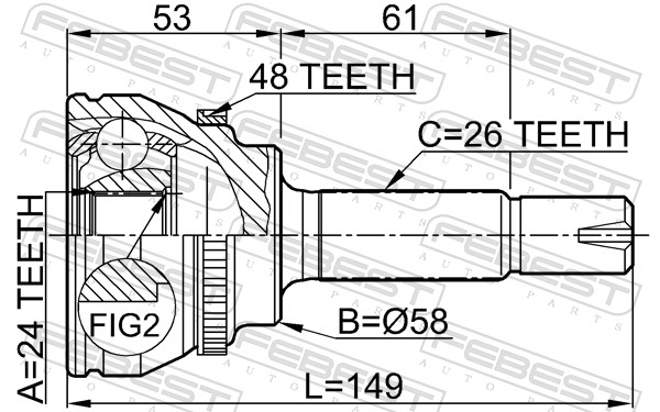 FEBEST Ledsæt, drivaksel 0110055a48 foraksel for TOYOTA