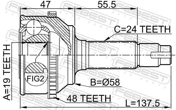 FEBEST Ledsæt, drivaksel 0110073a48 foraksel for TOYOTA