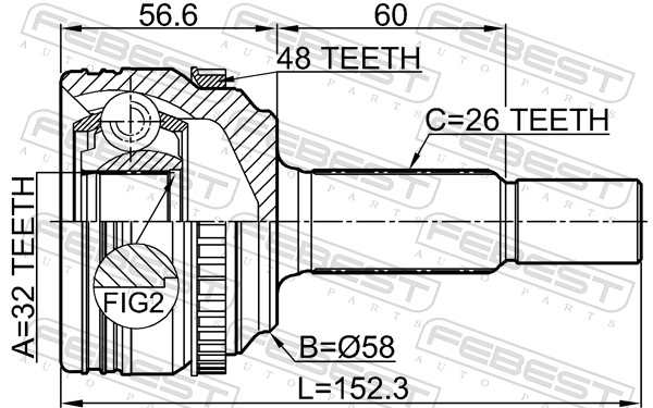 FEBEST Ledsæt, drivaksel 0110zre142a48 foraksel for TOYOTA