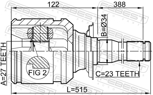 FEBEST Ledsæt, drivaksel 0111aca20rh højre foraksel for TOYOTA
