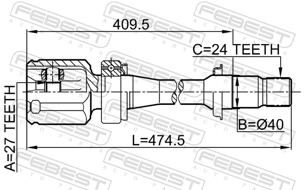 FEBEST Ledsæt, drivaksel 0111acv30rh højre foraksel for TOYOTA