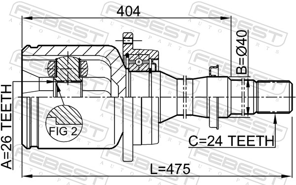 FEBEST Ledsæt, drivaksel 0111azt251rh højre foraksel for TOYOTA