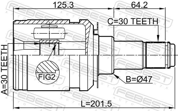 FEBEST Ledsæt, drivaksel 0111grj150 foraksel for TOYOTA