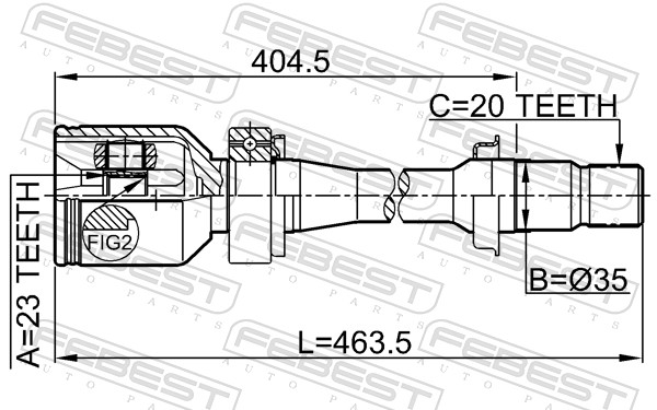 FEBEST Ledsæt, drivaksel 0111sxm10rh højre foraksel for TOYOTA