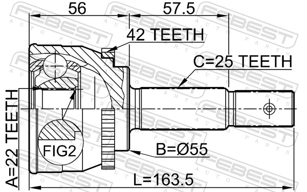 FEBEST Ledsæt, drivaksel 0210013a42 foraksel for NISSAN