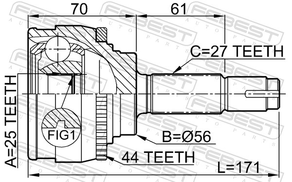 FEBEST Ledsæt, drivaksel 0210016a44 foraksel for NISSAN