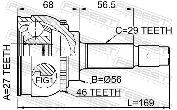 FEBEST Ledsæt, drivaksel 0210040a46 foraksel for NISSAN