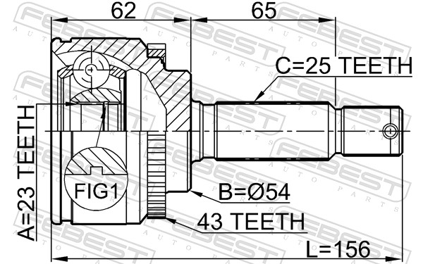 FEBEST Ledsæt, drivaksel 0410010a43 foraksel for MITSUBISHI