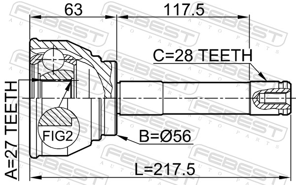 FEBEST Ledsæt, drivaksel 0410014 foraksel for MITSUBISHI