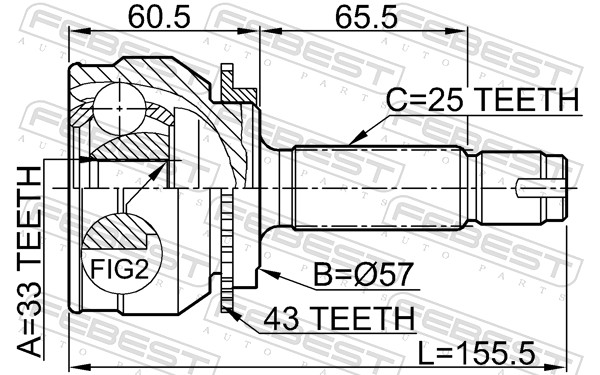 FEBEST Ledsæt, drivaksel 0410044a43 foraksel for MITSUBISHI