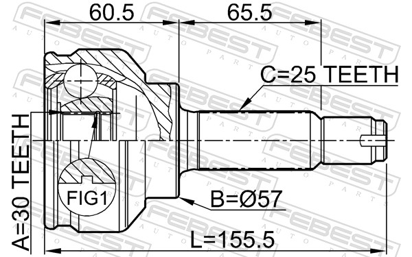 FEBEST Ledsæt, drivaksel 0410cs3a foraksel for MITSUBISHI
