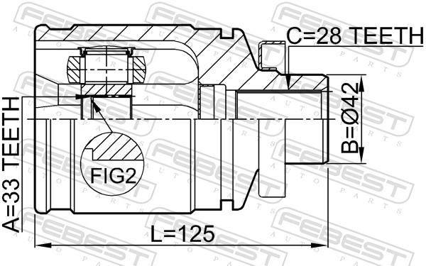 FEBEST Ledsæt, drivaksel 0411-CU20RH højre foraksel for MITSUBISHI