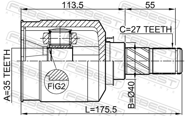 FEBEST Ledsæt, drivaksel 0411cw5lh venstre foraksel for CITROËN/PEUGEOT MITSUBISHI