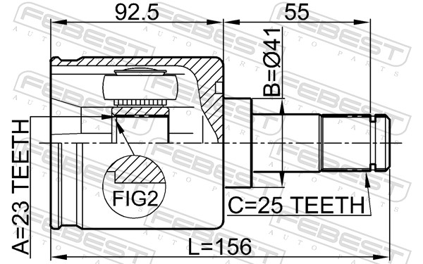 FEBEST Ledsæt, drivaksel 0411dg foraksel for MITSUBISHI