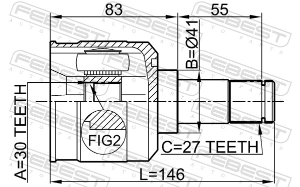 FEBEST Ledsæt, drivaksel 0411eausa foraksel for MITSUBISHI