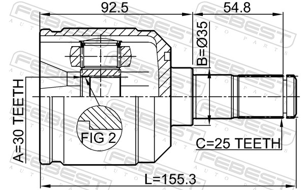FEBEST Ledsæt, drivaksel 0411n33 foraksel for MITSUBISHI