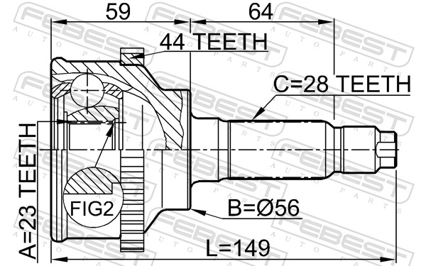 FEBEST Ledsæt, drivaksel 0510018a44 foraksel for MAZDA