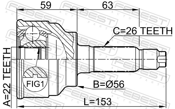 FEBEST Ledsæt, drivaksel 0510024 foraksel for MAZDA