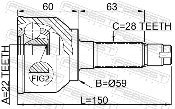 FEBEST Ledsæt, drivaksel 0510042 foraksel for MAZDA