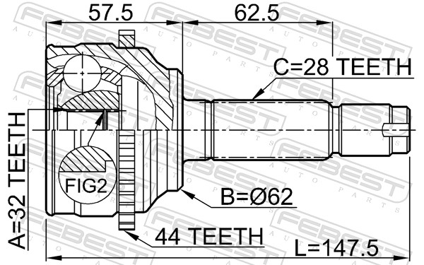 FEBEST Ledsæt, drivaksel 0510044a44 foraksel for MAZDA