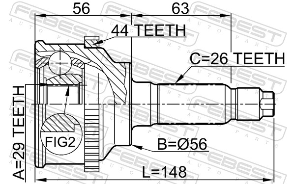 FEBEST Ledsæt, drivaksel 0510045a44 foraksel for MAZDA