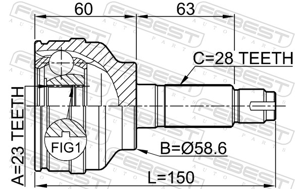 FEBEST Ledsæt, drivaksel 0510049 foraksel for MAZDA